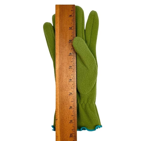 Scarf Gloves Headband 3 Piece Set ~ Green Blue Fleece Gloves Scarf Ear Warmers - Picture 7 of 8